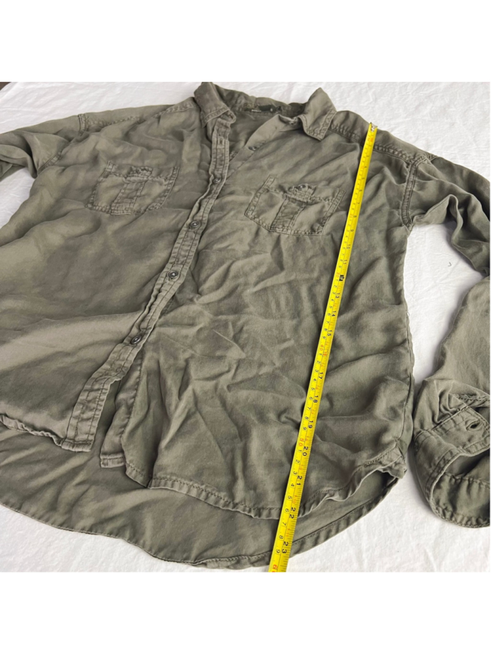 prAna women's long sleeve utility shirt in military green Sz S normcore workwear - Picture 9 of 10